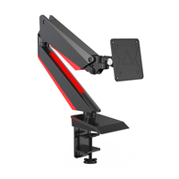 Resorte de gas GE22 Luz RGB ajustable Brazo de monitor de juegos Luz LED azul Soporte de montaje de escritorio de monitor individual de 15-32 pulgadas
