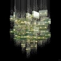 Lustre suspendu moderne de luxe sur mesure pour villa, hall d'hôtel, en cristal de verre, luminaires suspendus