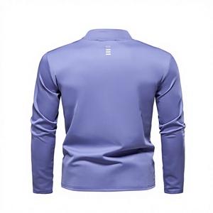 Wholesale O-Neck Collar Men's Long Sleeve Front Logo Custom Quick Dry 78% Polyester 22% Spandex Solid Sports T-<b>shirt</b> - Product Image 3