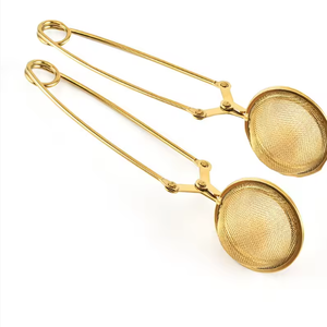 Filtro per Tè in Rete per Caffè ed Erbe, Infusore a Sfera in Acciaio Inox Placcato <span class=keywords><strong>Oro</strong></span> e <span class=keywords><strong>Oro</strong></span> Rosa con Manico - Product Image 3