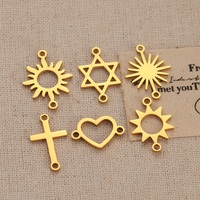 Acier inoxydable Lien Connecteur Charmes Soleil Lune Croix Coeur Amour Pendentifs 18K Or Couleur Bijoux Colliers Bracelets Accessoires