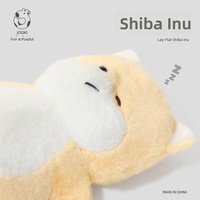 Peluche Shiba Inu Mignonne en Position Décontractée, Adorable Chiot en Peluche, Coussin de Sommeil Doux en Polyester et Coton PP, Cadeau d'Anniversaire Parfait