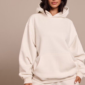 Sudadera con Capucha de Felpa de Algodón Grueso de 500 g/m², sin Cordones, de Hombros Caídos, Estilo Urbano, con Logotipo Personalizado OEM/ODM para Mujer - Product Image 2