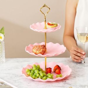 <span class=keywords><strong>Plateau</strong></span> de thé de l'après-midi <span class=keywords><strong>Plateau</strong></span> de décoration de table à <span class=keywords><strong>dessert</strong></span> <span class=keywords><strong>Plateau</strong></span> à gâteaux à trois couches Support à gâteaux créatif en plastique multicouche pour assiettes de fruits - Product Image 3