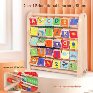 Nouveauté : Tableau d'apprentissage éducatif <span class=keywords><strong>2</strong></span>-<span class=keywords><strong>en</strong></span>-<span class=keywords><strong>1</strong></span> <span class=keywords><strong>en</strong></span> bois double face avec <span class=keywords><strong>boulier</strong></span> et jeu de lettres pour enfants - Product Image 1