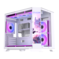 Lovingcool NEW Design Gaming PC Case MATX Chassis USB3.0 Mid Tower Desktop with LCD Screen Glass White Pc Casing Cpu Cabinet