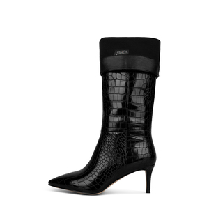 WETKISS Talons hauts pour femmes Bottes <span class=keywords><strong>croco</strong></span> noires sans lacet Bottes à mollets larges Chaussures pour femmes Bottes hautes au genou pour la fête Vente en gros - Product Image 2