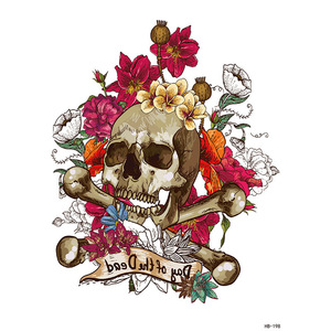 Adesivi per Tatuaggi Temporanei a Forma di Teschio, Neri, Impermeabili, per Arte Corporea, per Uomini e Donne, Braccio e Collo, Design Personalizzato - Product Image 6
