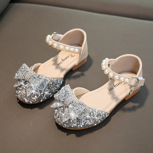 Scarpe estive casual da <span class=keywords><strong>bambina</strong></span> color oro, Mary Janes con perline, <span class=keywords><strong>sandali</strong></span> piatti da principessa e scarpe da cerimonia per bambini - Product Image 4