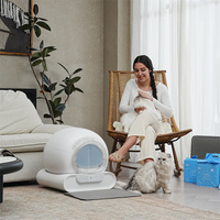 Bac à litière pour chat rond, automatique, autonettoyant, fermé, électrique, avec capteur intelligent, contrôle par application Tuya