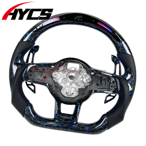 Volant sport haut de gamme personnalisé en fibre de carbone forgée avec LED pour Volkswagen VW <span class=keywords><strong>Golf</strong></span> 6 7 6R <span class=keywords><strong>7R</strong></span> MK6 MK7 MK7.5 <span class=keywords><strong>GTI</strong></span> Jetta Passat CC - Product Image 2
