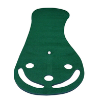 Tapete de Práctica de Golf Portátil para Interiores, Diseño de Forma de Riñón con Doble Orificio, con Putter y Pelota, para Entrenamiento en Casa u Oficina, Ideal para Regalo