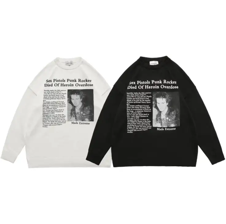 Pull tricoté à imprimé numérique pour hommes, marque de mode, col rond, ample, pull couple, à manches longues, automne et hiver, 2021