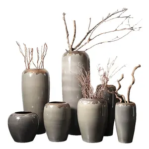 Китайская высокотемпературная Керамическая напольная ваза для цветов, цветная глазурованная большая и маленькая декоративная ваза, аксессуары для дома