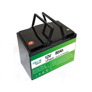 נטענת lifepo4 ליתיום יון סוללה 12v 80ah שמש אחסון סוללה