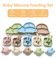 Nouveautés : Ensemble d'alimentation pour bébé en silicone de qualité alimentaire, assiettes, bols et tasses à bec anti-dérapantes, motif dinosaure, sans BPA
