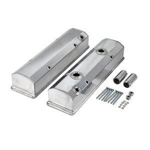 1960-1986 SBC 283-400 <span class=keywords><strong>V8</strong></span> Cubiertas de válvula de aluminio fabricadas con tubos de ventilación Bloque pequeño para Chevy - Product Image 1