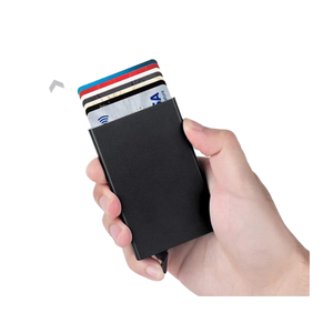 Porte-cartes élégant en aluminium pour homme avec blocage RFID, ouverture automatique, poche pour 6 cartes, mini portefeuille, cadeau pour la fête des pères - Product Image 1