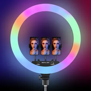 CYKE 45 cm Rgb Ring Light Photography 18 Inch Dazzle Beauty Lamp Live Streaming Video Kit Aros De Luz For You Tube Mj45