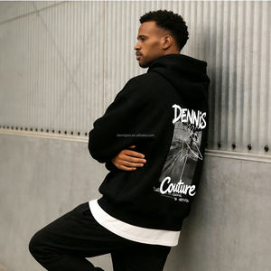 Sudadera con Capucha Corta para <span class=keywords><strong>Hombre</strong></span>, de Alta Calidad, con Logotipo Impreso en Negro, 100% Algodón, Personalizada, Unisex, con Estampado Puff, Sudadera Extra Grande con Capucha - Product Image 3