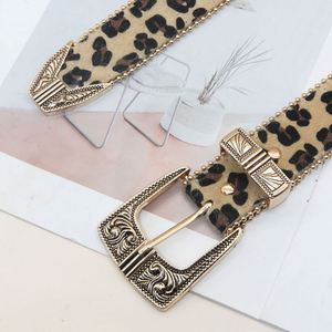 Fashion Women Vintage <b>Leopard</b> Rhinestone Inlaid Soft Faux Leather Alloy Pin Buckle Crystal Waistband Belt - Product Image 4