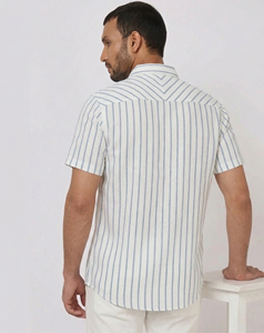Men Linen Stripes Shirt Casual Slim Fit Breathable Summer Wear Export Quality Wholesale Supplier - Product Image 1