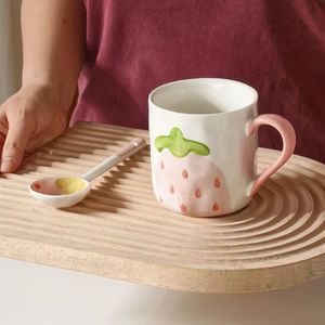 New Hot Sale Printed Strawberry Stoneware Ceramic <b>Mug</b> High Quality <b>Large</b> Capacity Embossed Design Business Gifts Reusable - Product Image 1