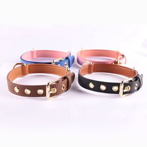 Collier pour chien en cuir PU de couleur unie, réglable, pour la promenade quotidienne, robuste, imperméable, classique, pour animaux de compagnie - Product Image 2