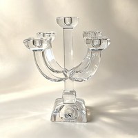 Candélabres Modernes à 5 Branches Sculpturaux Personnalisés Centre de Table Bougeoir en Cristal Transparent pour Mariage