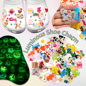 Bán buôn PVC Glow Giày Charms cho Slide & Guốc vui ánh sáng ban đêm thiết kế cho trẻ em người lớn quà tặng sáng giày Charms - Product Image 1