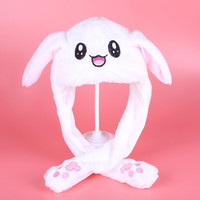 Simpatico cappello di coniglio testa di coniglio divertente morbido cappello di coniglio di peluche orecchie in movimento giocattolo leggero di natale inverno cappello