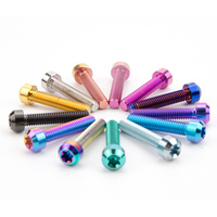 Baut Torx M4 dari Paduan Titanium GR5 TC4 TITST Kekuatan Tinggi, Anodized, Pengikat Ti Ultralight untuk Modifikasi Sepeda Motor