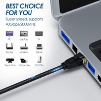 Kabel Ethernet ZOGUO Kecepatan Tinggi 40Gbps Cat 8 RJ45 Konektor Berlapis Emas Kabel Serat Terlindung SFTP
