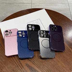 Sang Trọng Mạ <span class=keywords><strong>Silicone</strong></span> Đầy Đủ Ống Kính Bảo Vệ Từ Điện Thoại Di Động Trường Hợp Đối Với iPhone 16 Pro Max 17 15 14 13 Matte Cover Quay Lại Vỏ - Product Image 3