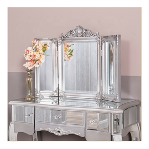 Tocador de Resina Blanca con <span class=keywords><strong>Espejo</strong></span> <span class=keywords><strong>Triple</strong></span> Plegable, Estilo Shabby Chic Francés, Juego de Muebles para Dormitorio, Espejos - Product Image 5