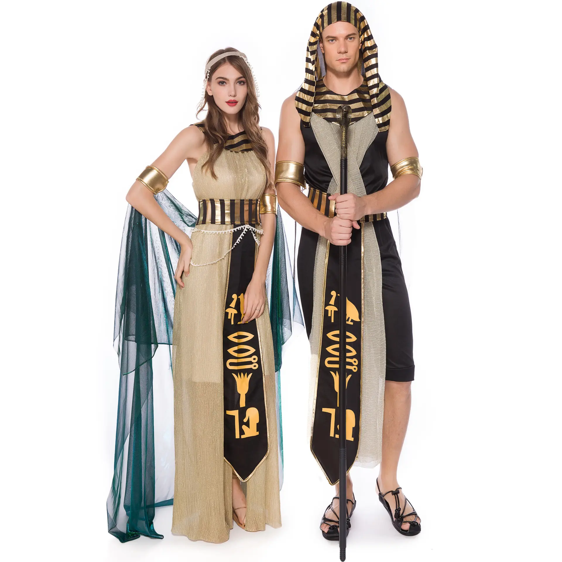 أزياء الهالوين زي ملك مصر القديم الملكة الملكة الإمبراطورة كليوباترا الملكة ملابس تأثيرية للرجال والنساء
