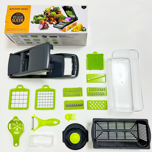 Hachoir à légumes 16/14-en-1, trancheuse, râpe multifonctionnelle avec récipient et conception sécurisée à pousser vers le bas pour pommes de terre, tomates - Product Image 6