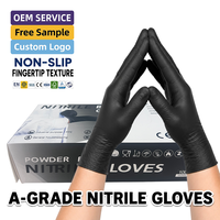 Gants en nitrile noir composites, enduits de PVC, sans poudre, jetables, pour examen, à prix abordable