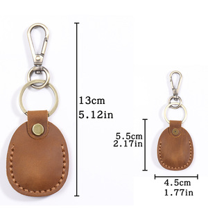 Custom Logo Genuine Full Grain Leather Case Crazy Horse Leather Tracker Case for Anti-Lost <b>Key</b> <b>Ring</b> for AirTag - Product Image 4