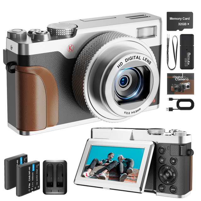 Social Media 4K Digital Lightweight Compact Camcorders  Rechargeable Battery Pack 48mp Vintage Digital Camera for Photography