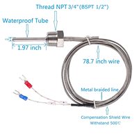 M10*1.25 5*50mm Sensor Class a PT100 Thermocouple PT 1000 Temperature Instruments OEM ODM Stainless Steel