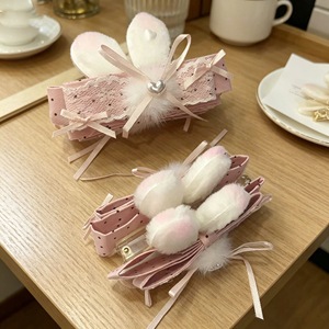 Pink polka dot lace bunny ear hair <b>clip</b> handmade hair accessory, a must-have for updos, sweet style banana <b>clip</b> - Product Image 1