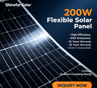 Panneaux solaires flexibles en silicium monocristallin SFM6-72-200 19V 200W, efficacité 19,1%, indice de protection IP67, garantie 25 ans, pour extérieur