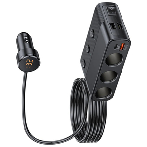Phổ 3 ổ cắm Adapter Splitter 3.1A USB sạc xe hơi DC 12V/24V Thuốc lá nhẹ hơn ổ cắm Splitter + Cổng USB kép xe Adapter - Product Image 1