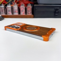 Étui de téléphone magnétique en métal avec panneau arrière en bois de noyer personnalisé pour Samsung S26 S22 S23 S24 S25 Ultra avec protection à 360° °   Housse antichoc pour support