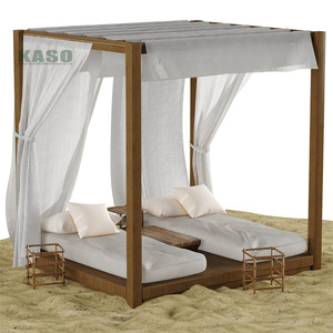Lit <span class=keywords><strong>de</strong></span> repos <span class=keywords><strong>de</strong></span> luxe moderne en teck pour piscine extérieure avec auvent, pour patio et <span class=keywords><strong>jardin</strong></span> - Product Image 3