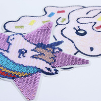 Patch brodé licorne mignonne, crème glacée, étoile, paillettes, appliqué dessin animé, thermocollant ou à coudre pour vêtements d'enfants, sacs, DIY, vente en gros, personnalisé