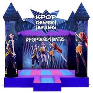 Château gonflable K-pop Demon Hunters avec toboggan, château sauteur commercial K-pop, combo toboggan aquatique gonflable - Product Image 4