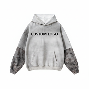 Superventas 370g sudaderas con capucha de alta calidad Patchwork Color contrastante Sudadera con capucha de dos piezas Vintage colorida sudadera de hombre - Product Image 1