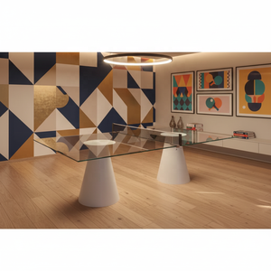 Set 2-in-1 Moderno per Pranzo e <span class=keywords><strong>Ping</strong></span> <span class=keywords><strong>Pong</strong></span>, Base in Acciaio Inox, Piano in Vetro, Design Ecologico e Durevole per Uso Interno/Esterno - Product Image 5